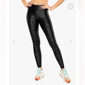 Koral High Rise Black Leopard Print Leggings Large